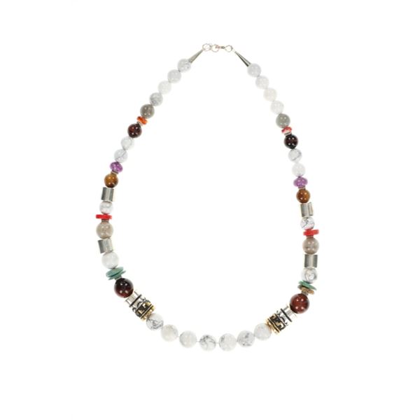 Navajo T & R Singer Silver Multistone Necklace