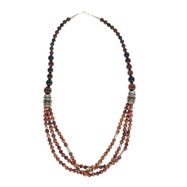 Navajo Singer Sterling Silver Tiger Eye Necklace