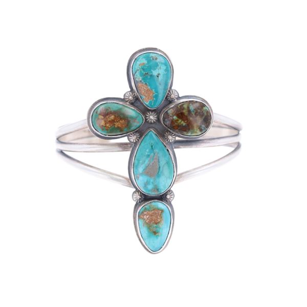 Navajo Platero Sterling Silver Turquoise Bracelet