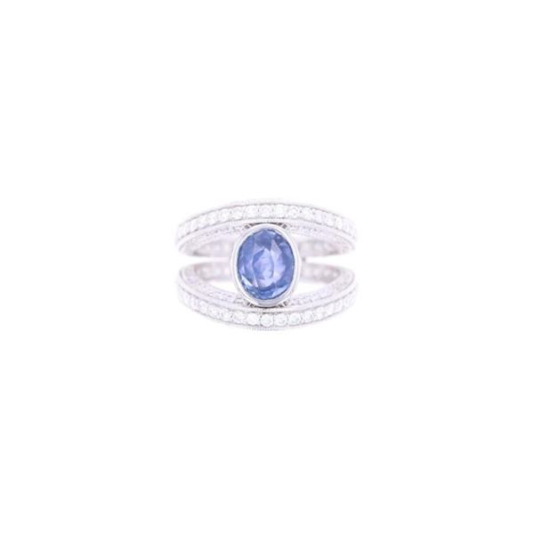 Unheated GIA Sapphire VS2 Diamond Platinum Ring