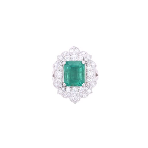 GIA Emerald VS2 Diamond & Platinum Ring