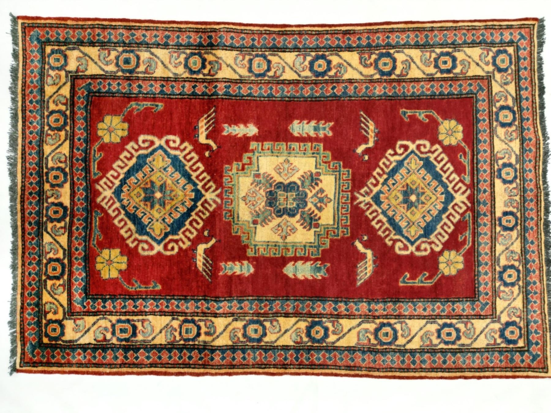 Vintage Afghan Uzbek Kazakh Pile Wool Rug