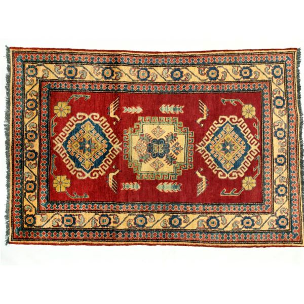 Vintage Afghan Uzbek Kazakh Pile Wool Rug
