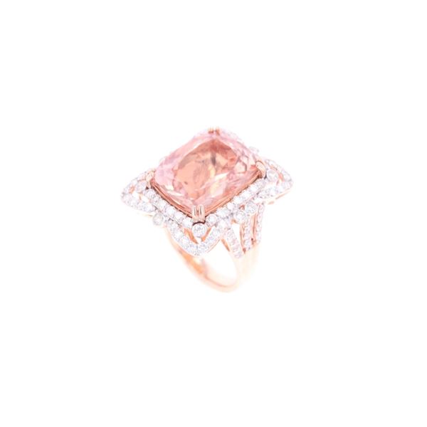 12.12ct Morganite VS1 Diamond & 14k Two Tone Ring