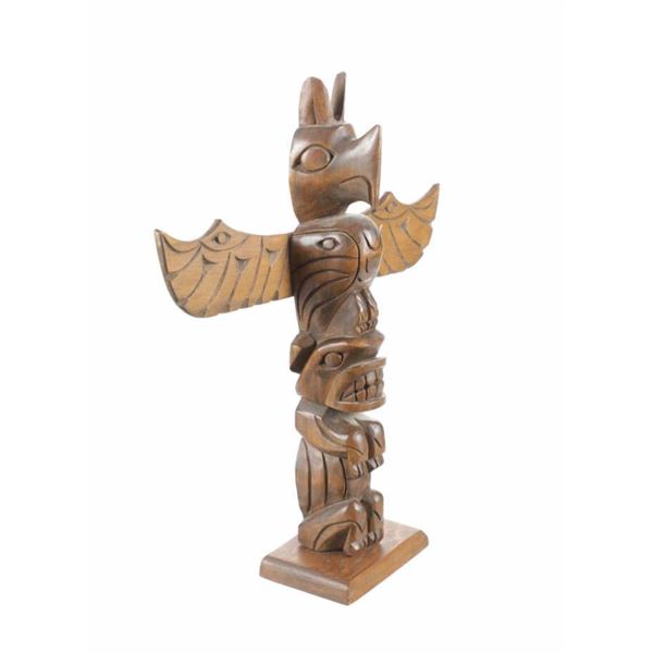 Northwest Coast Carved Thunderbird / Bear Totem