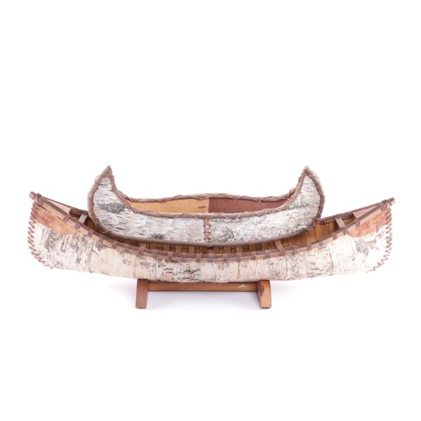Ca. 20th C. American Birch Bark Scale Canoe's