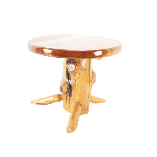 Circular Burl Wood Accent Table