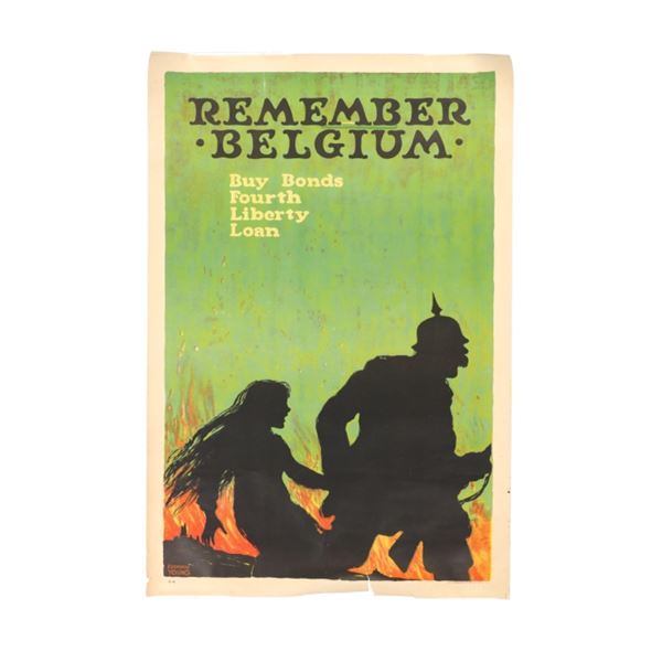 U.S. Government "Remember Belgium" War Poster 1918