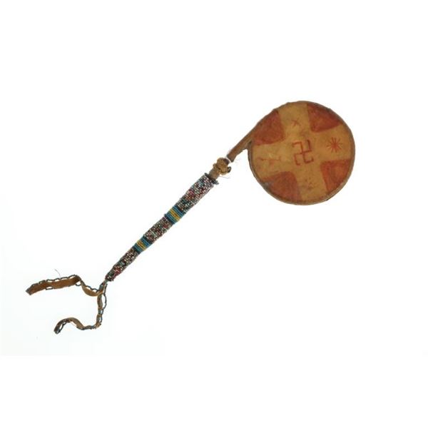 19th C. Ojibwa Midewiwin Whirling Log Rattle