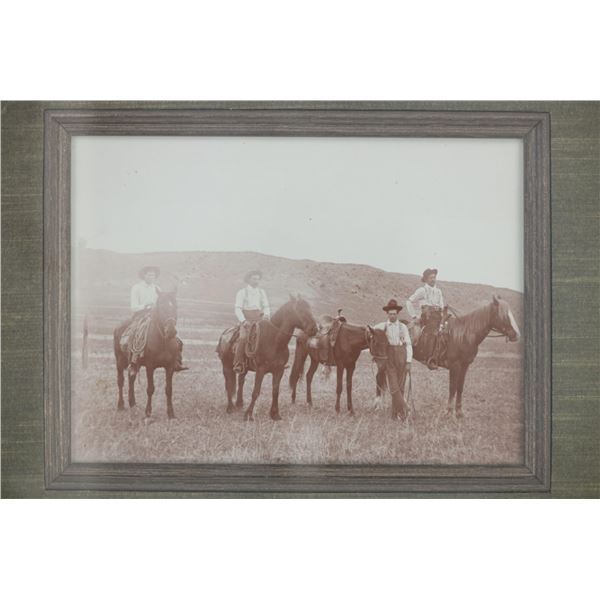 Ca. 1880's Cowboy Day Workers Framed Mammoth Card