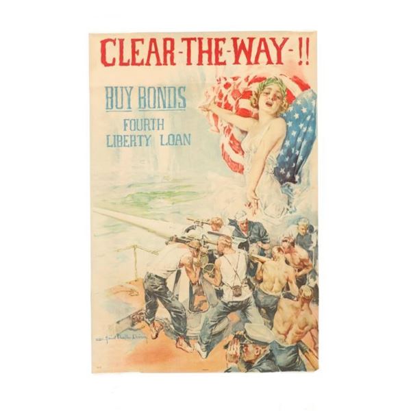 Original 1918 Clear The Way WW1 War Bond Poster