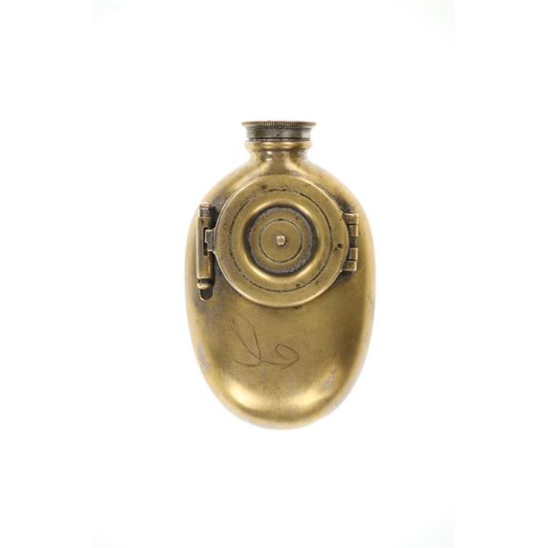 Ca. 1880-1910 Unique Brass Flask Pocket Spitoon