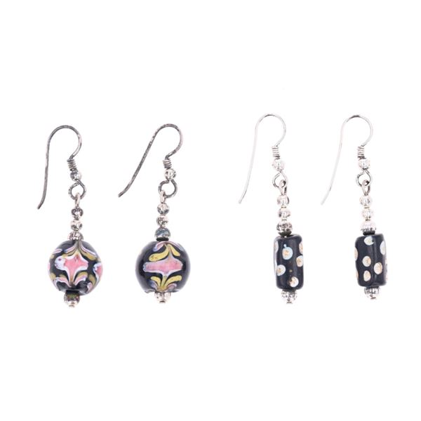 Whistling Hawks 1700's Trade Bead Silver Earrings