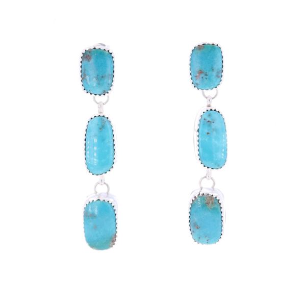 Navajo Sterling Silver C. Creek Turquoise Earrings
