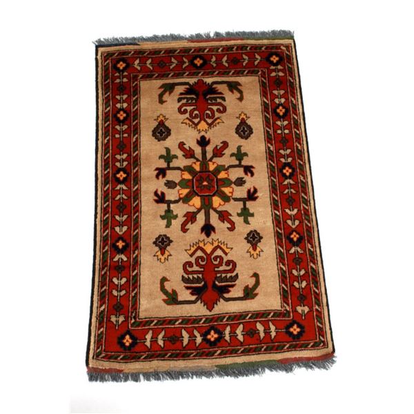 Vintage Afghan Uzbek Kargahi Handmade Wool Rug