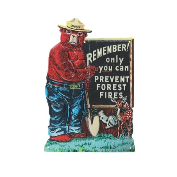 Smokey The Bear Embossed Polychrome Sign