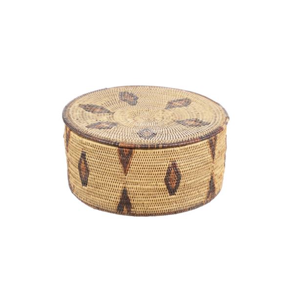 Rare Ca. 1940-1950's Eskimo Woven Lidded Basket