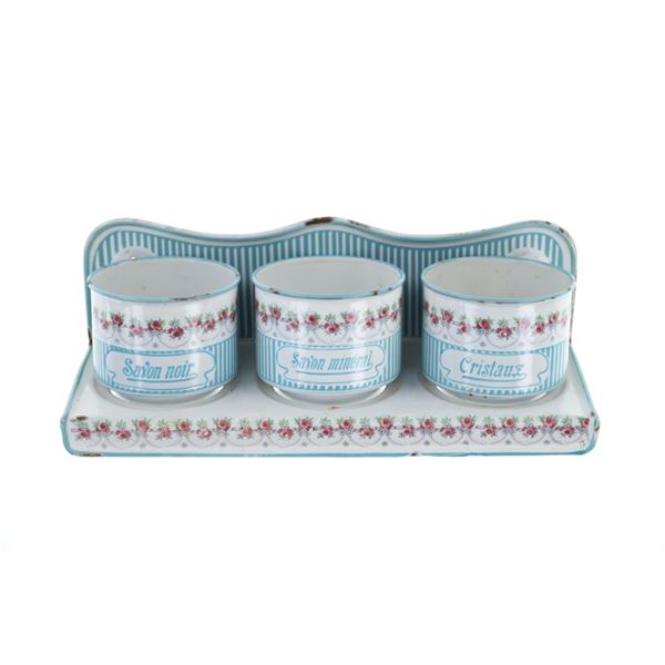 French Painted Enamel Laundry Set c. 1900- 1930s