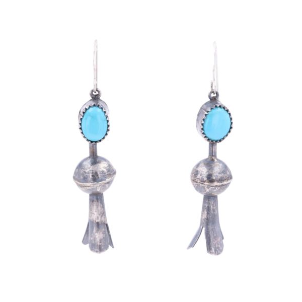 Navajo Sterling Silver Turquoise Blossom Earrings