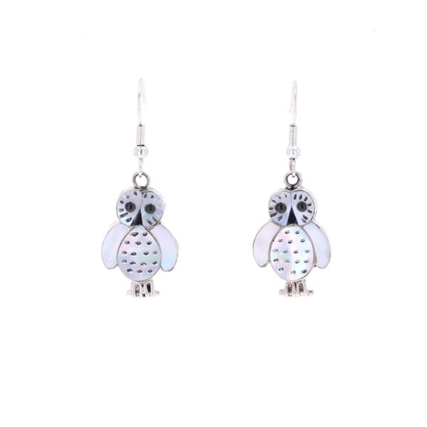 Zuni R. Kallestewa Mother of Pearl Owl Earrings