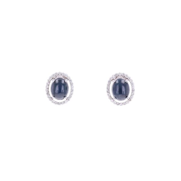 6.77ct Star Sapphire Diamond & 14k Gold Earrings