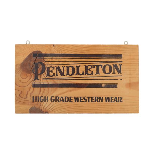 Wood Pendleton Western Wear Sign Late 1900s