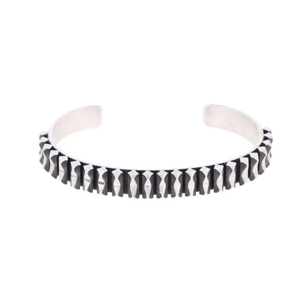 Navajo Leander Tahe Sterling Silver Solid Bracelet