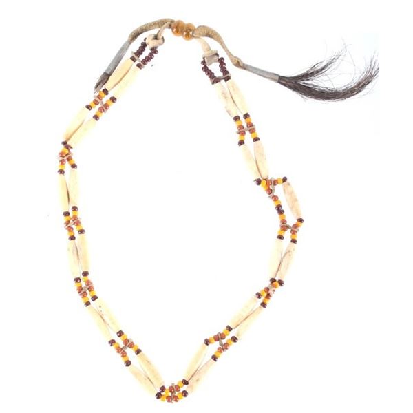 Northern Plains Indians Bone & Trade Bead Necklace