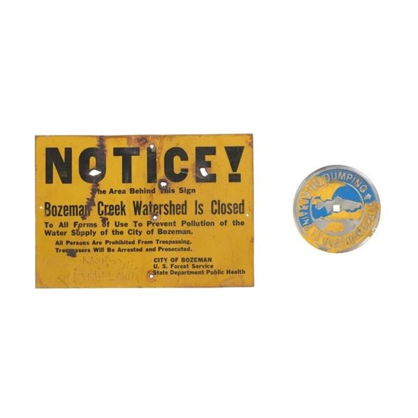 Bozeman Creek Watershed Notice Signs Late 1900s