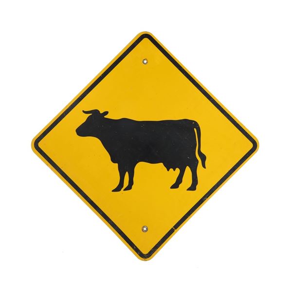 Large Aluminum Cattle Crossing Road Sign