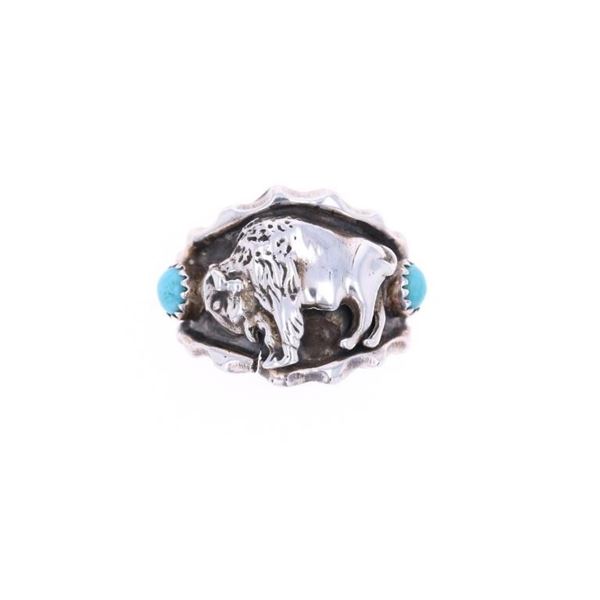 Navajo Running Bear Sterling Silver Buffalo Ring