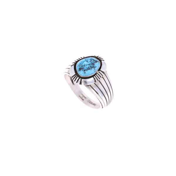 Navajo H. Yazzie Sterling Silver Turquoise Ring