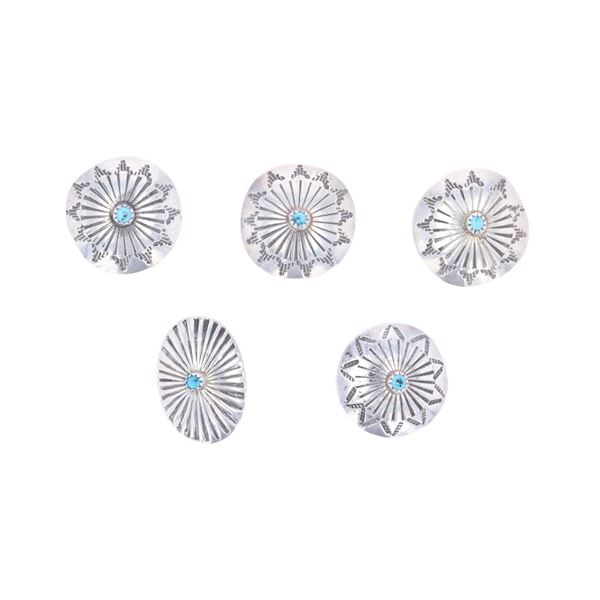 Cocopah Longhair Sterling Silver Turquoise Buttons