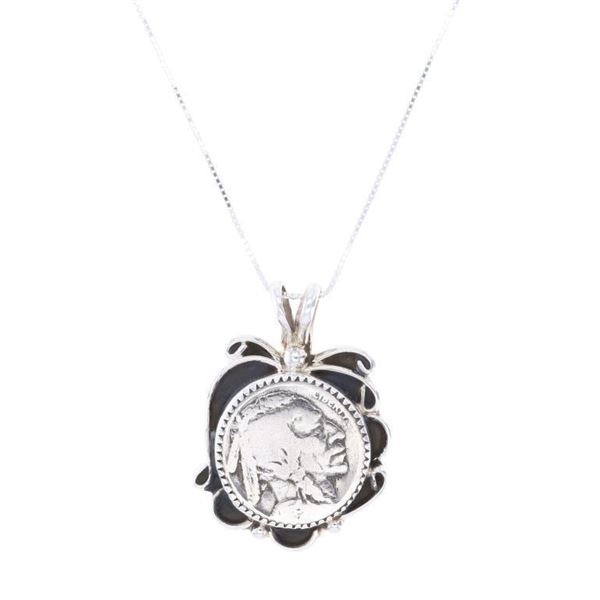 Navajo Tom Sterling Silver Buffalo Nickel Necklace