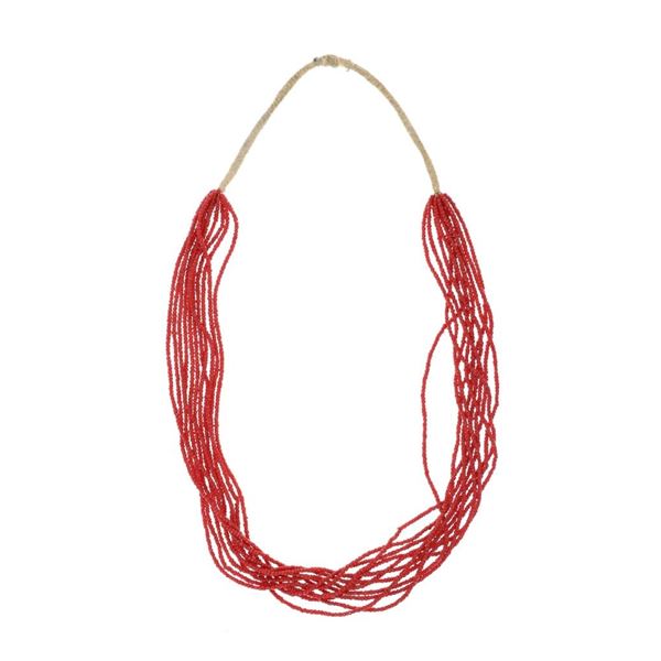 Santo Domingo Pueblo Branch Coral Bead Necklace