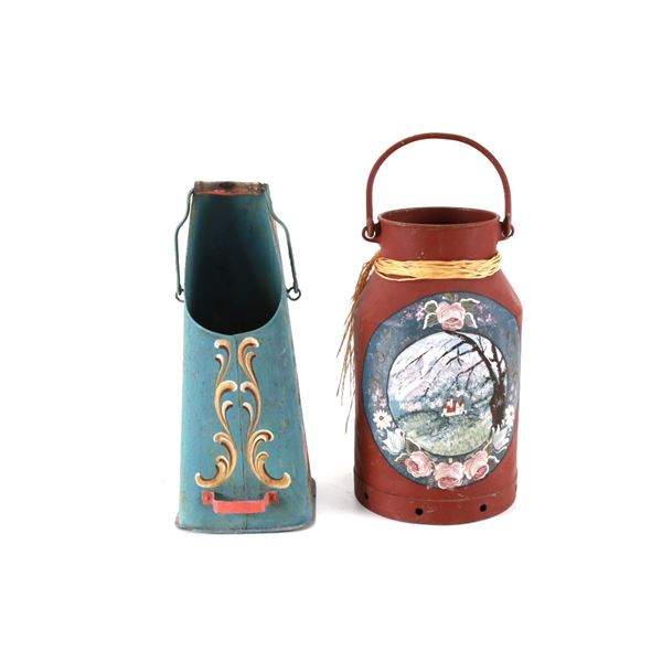 Rosemaling Coal Hod & Milk Can Folk Art