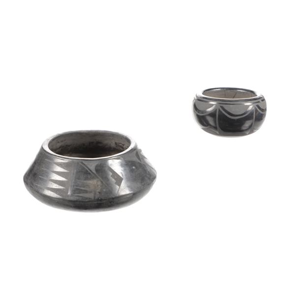 Santa Clara Pueblo Black on Black Pottery Olla's