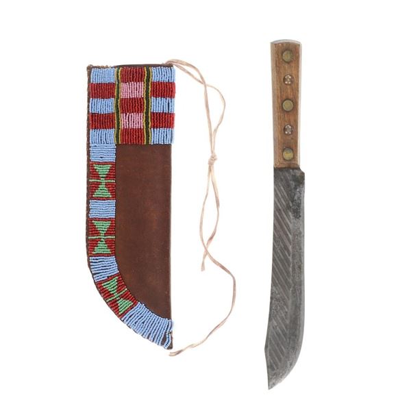 Cheyenne Beaded Leather Sheath & Trade Knife