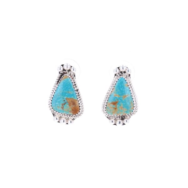 Navajo J. Begay Sterling Silver Turquoise Earrings