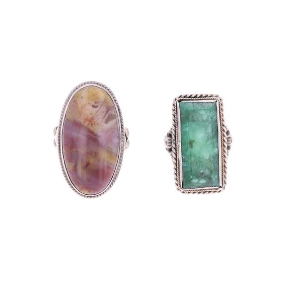 Southwestern Sterling Silver Amazonite Agate Rings