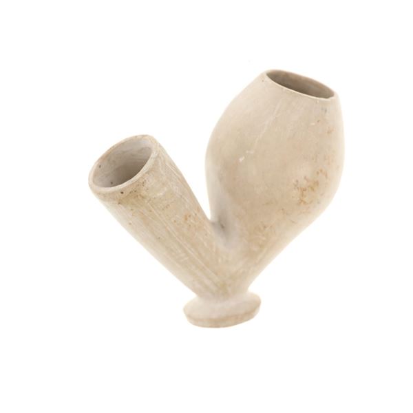 2 3/4" Pre Columbian Carved White Soapstone Pipe