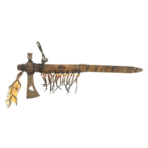 Plains Native American Brass Tomahawk Peace Pipe