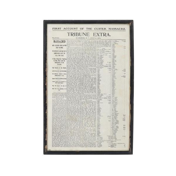 1st Account of the Custer Massacre, Newspaper Copy
