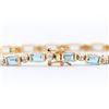 Image 2 : Plated 18KT Yellow Gold 11.30ctw Blue Topaz and Diamond Bracelet