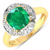 Image 1 : 14KT Yellow Gold 2.07ctw Zambian Emerald and Diamond Ring