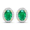 Image 1 : 14KT Yellow Gold 1.12ctw Zambian Emerald and Diamond Earrings