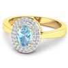 Image 2 : 14KT Yellow Gold 0.70ct Aquamarine and Diamond Ring