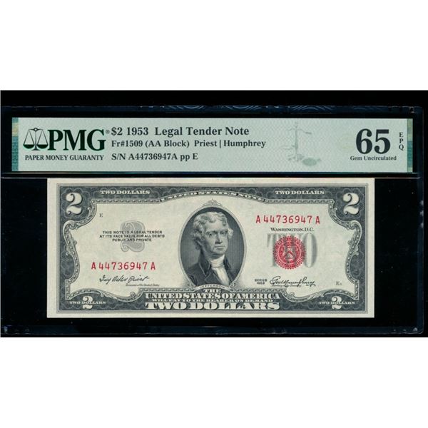 1953 $2 Legal Tender Note PMG 65EPQ