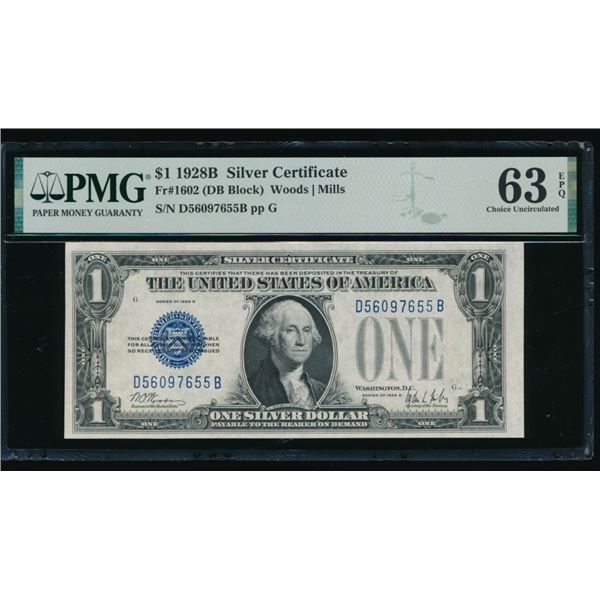 1928B $1 Silver Certificate PMG 63EPQ