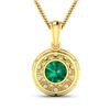 Image 2 : 14KT Yellow Gold 1.8ctw Zambian Emerald and Diamond Pendant